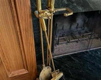 Brass Duck Head Fireplace Set