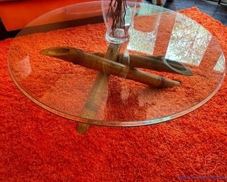 Faux Bamboo Based Glass Top Coffee Table