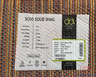 UNIQUE LOOM Tiger Orange Solo Solid Shag Rug