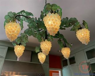 Vintage MURANO Style Grape Clusters and Leaves Chandelier