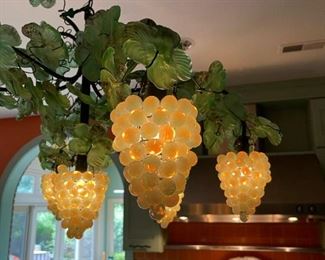 Vintage MURANO Style Grape Clusters and Leaves Chandelier