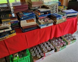 Get a jump start on your back to school shopping . LOTS of textbooks from Biology to Zoology.  And don't miss the canning jars under the table.