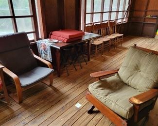 Antique rocker and IKEA chair