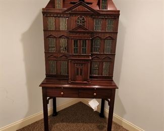 Maitland Smith doll house/cabinet -  overall height 75" x 33" wide x 22" deep; table height 31"