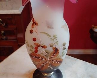 Victorian hand painted Bristol Vase