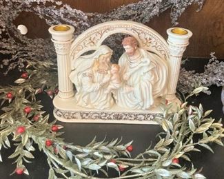 Mary, Joseph, and Baby Jesus candleholders