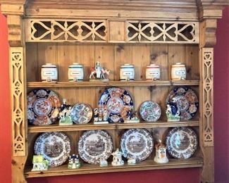 Antique wall shelf and collectibles