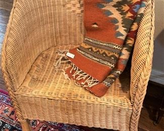 Another wicker chair; textile