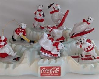 Complete Cold Weather Sports Coca- Cola Display, Base and Collectable Figurines 