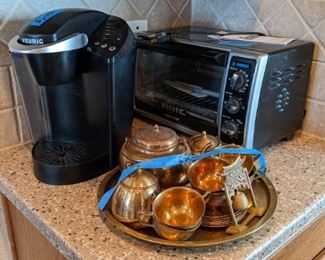 Coffee Maker, Toaster Oven, Tea Set