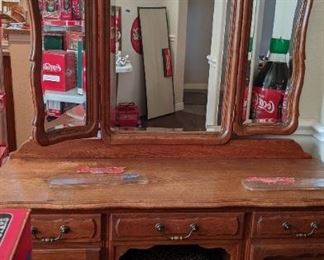 Antique Dressing Table with tri-fold mirror
