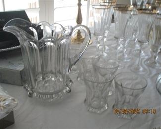 Heisey pitcher and tumblers