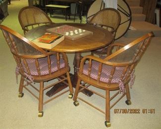Table which can be used as a game table and 4 matching chairs
