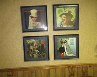 Framed album covers (records are included but are not in the covers)