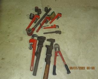 Various commercial plumbing pipe wrenches