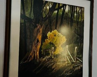 Gaylord Kimble original ‘scratch board piece”.’ Was an artist for the ToledoTimes-this is Wildwood Metropark