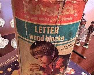Vintage play school letter wood blocks