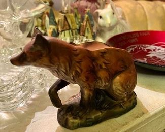 Vintage Napco Ware 1960s red fox figural figurine planter