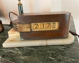 1930's Model 316, Lawson Time Inc.  Copper & White Onyx desk clock - Works great!!