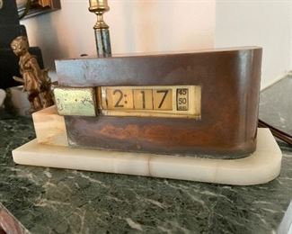 1930's Model 316, Lawson Time Inc.  Copper & White Onyx desk clock - Works great!!