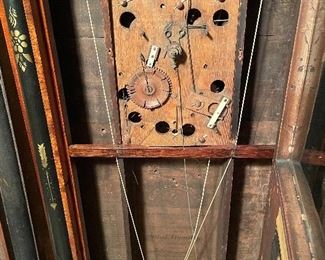 Franklin Clock - Silas Hoadley Pillar clock with eagle splat and wooden movement.