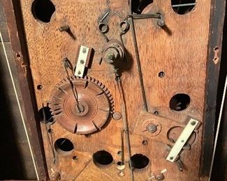 Franklin Clock - Silas Hoadley Pillar clock with eagle splat and wooden movement.