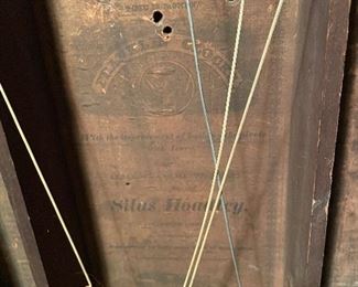 Franklin Clock - Silas Hoadley Pillar clock with eagle splat and wooden movement.