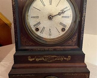 J.C. Brown Mantle Clock.  Circa 1840's.  Name stenciled on rosewood case.