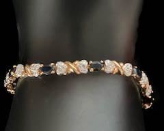 18k over Sterling with Sapphires Tennis Bracelet