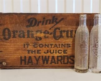 1920s Orange Crush crate and bottles