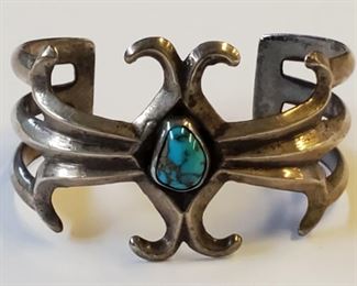 Turquoise & silver Navajo cuff bracelet