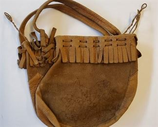 Antique Cowgirl Leather Drawstring Purse