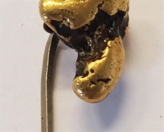 Gold nugget stickpin with 1849 California Gold Rush provenance.