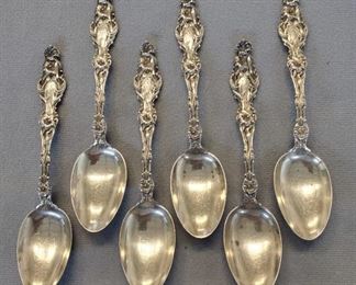 Six 1902 Sterling Silver Teaspoons Lily by Whiting