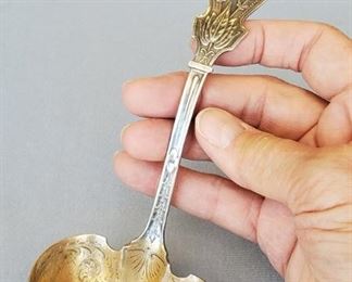 1868 Sterling Silver 8" Ladle Schulz Fischer. Made by Wilhelm Schulz and Emil Fischer (1868-1887), silversmiths to the gentry of San Francisco. Monogrammed ALN. Descended in the Nickerson family of San Francisco. Weighs 64 grams.