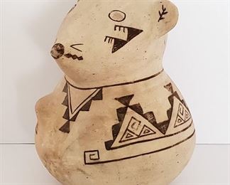 Whimsical Indian Pottery Jar Signed Blue Smoke EYF