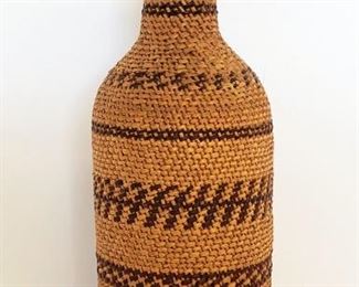 Antique 11" Makah Indian Covered Bottle Basket