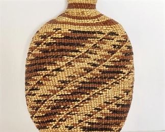 Antique Hupa Indian Covered Flask Bottle Basket