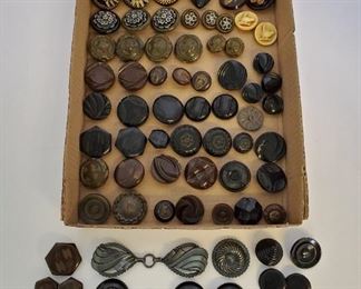 Large collection of bakelite coat buttons and closures