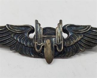 WW2 Sterling Silver Aerial Gunner Wings Pin