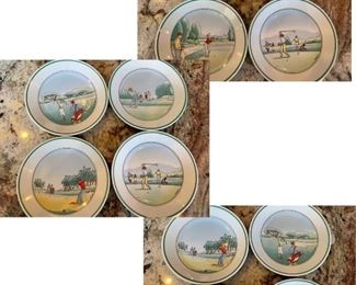 Golf scenes cocktail plates