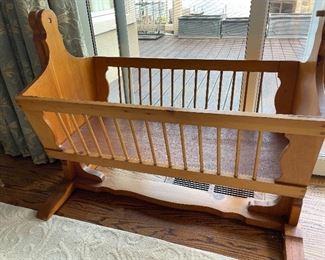 Vintage wood baby bassinet