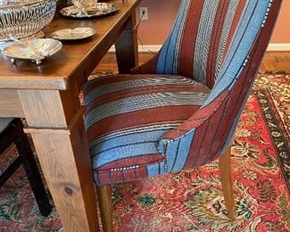 Pr. side chairs & pine farm table