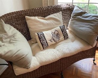 Wicker & wrought iron settee