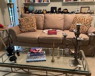 Sofa & glass top coffee table