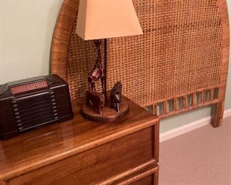 Twin rattan headboard