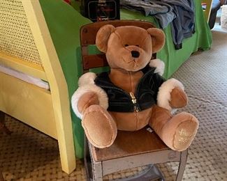 1 of 2 twin beds, small school chair