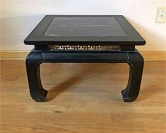 Asian Inspired Marble Top End Table 