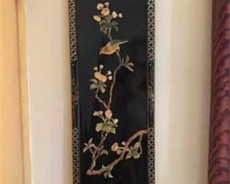 Chinese Framed Floral Plaque 