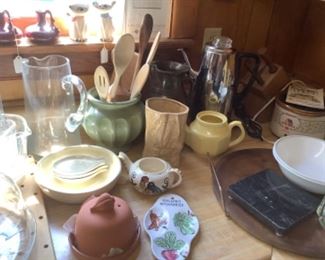Kitchen pottery, utensils, and gadgets